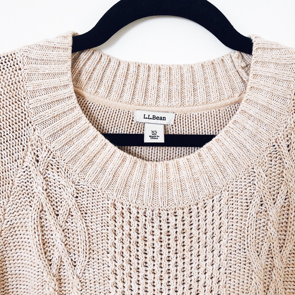LL Bean Classic Crew Neck Sweater in Cream | XS